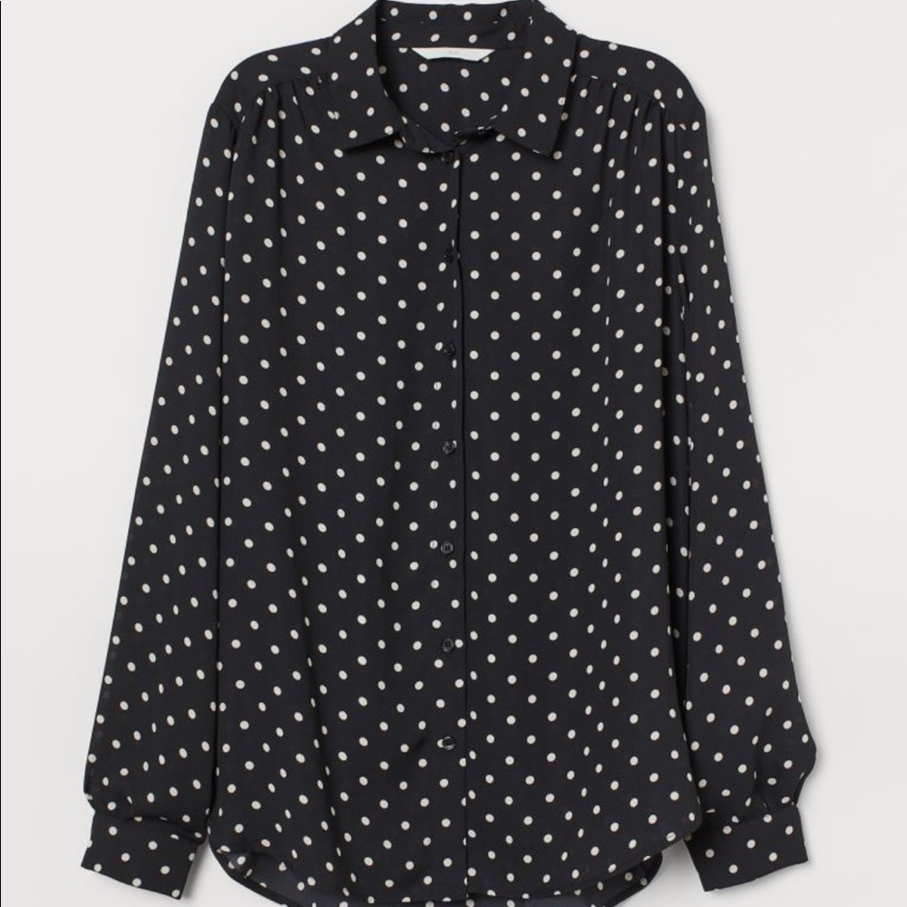 H&M+ Black and White polka dot blouse, size 20